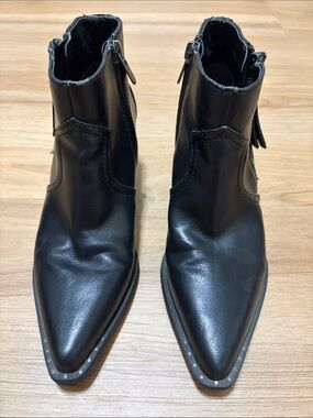 Circus by Sam Edelman Black Western Ankle Boots Pointed Toe Nailhead Stud Trim 7